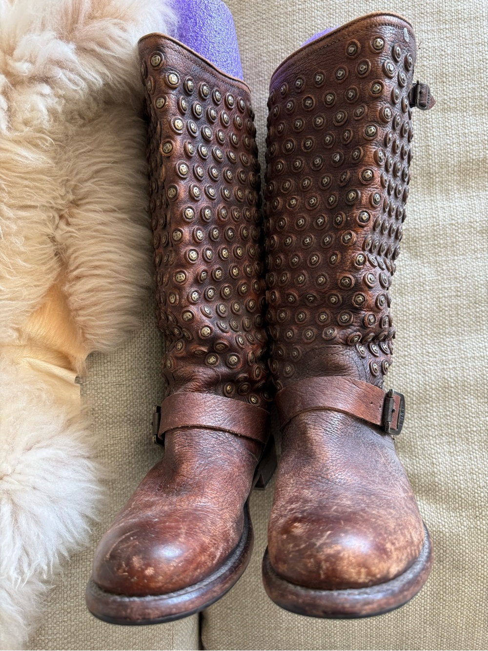 Frye Tan Leather Boot Interior with Branded Patch
